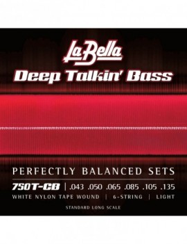 LA BELLA La Bella White Nylon Tape | Muta di corde lisce per basso 6 corde 750T-CB Scalatura: 043-050-065-085-105-135