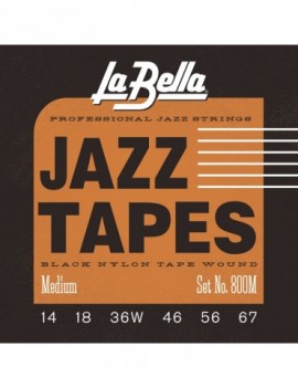 LA BELLA La Bella Jazz Tapes Black | Muta di corde per chitarra elettrica 800M Scalatura: 014-018-036W-046-056-067