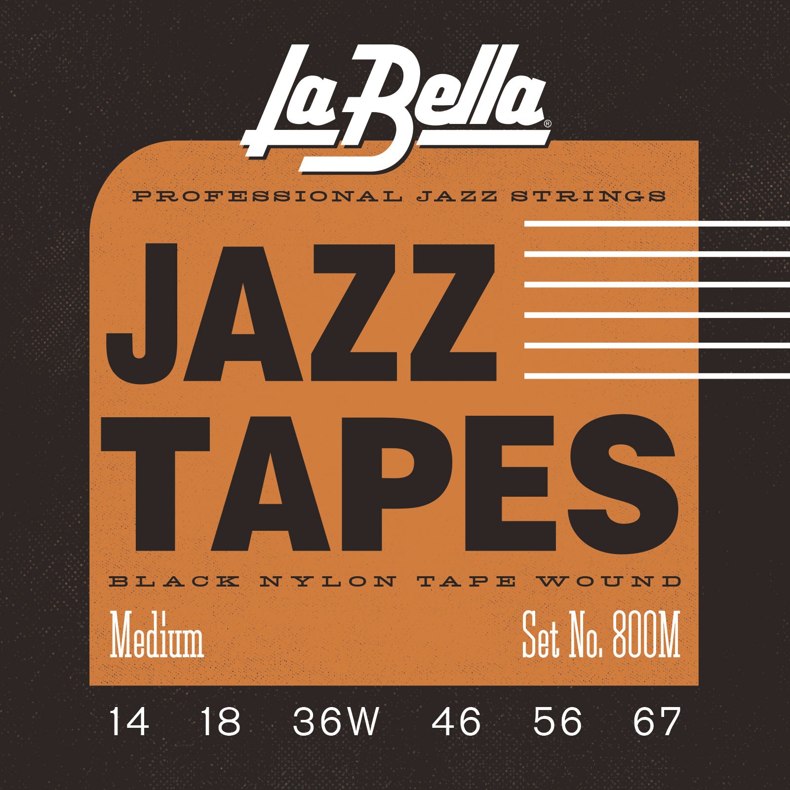 LA BELLA La Bella Jazz Tapes Black | Muta di corde per chitarra elettrica 800M Scalatura: 014-018-036W-046-056-067