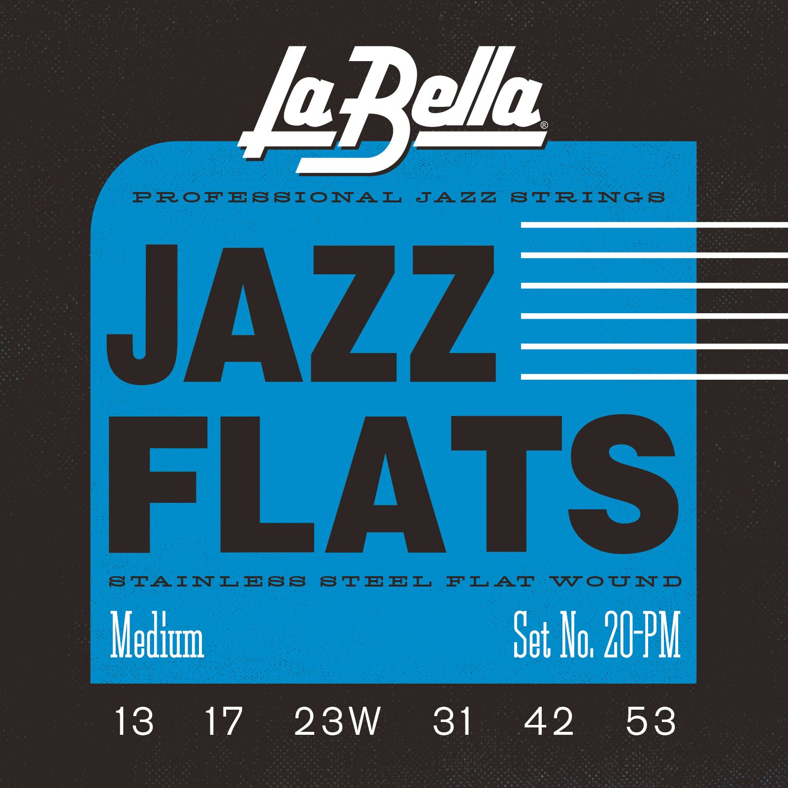 LA BELLA La Bella Jazz Flats | Muta di corde lisce per chitarra jazz 20PM Scalatura: 013-017-023W-031-042-053