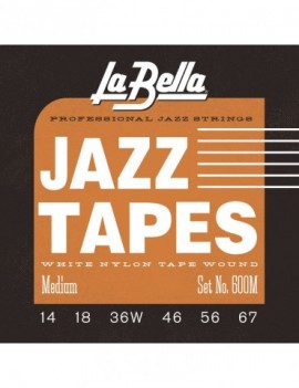 LA BELLA La Bella Jazz Tapes White | Muta di corde per chitarra elettrica 600M Scalatura: 014-018-036W-046-056-067