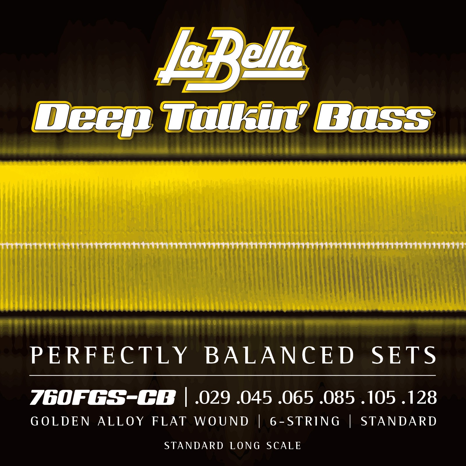 LA BELLA La Bella Deep Talkin' Bass Gold Flats 760FGS-CB | Muta di corde lisce per basso 6 corde, 029-128 760FGS-CB