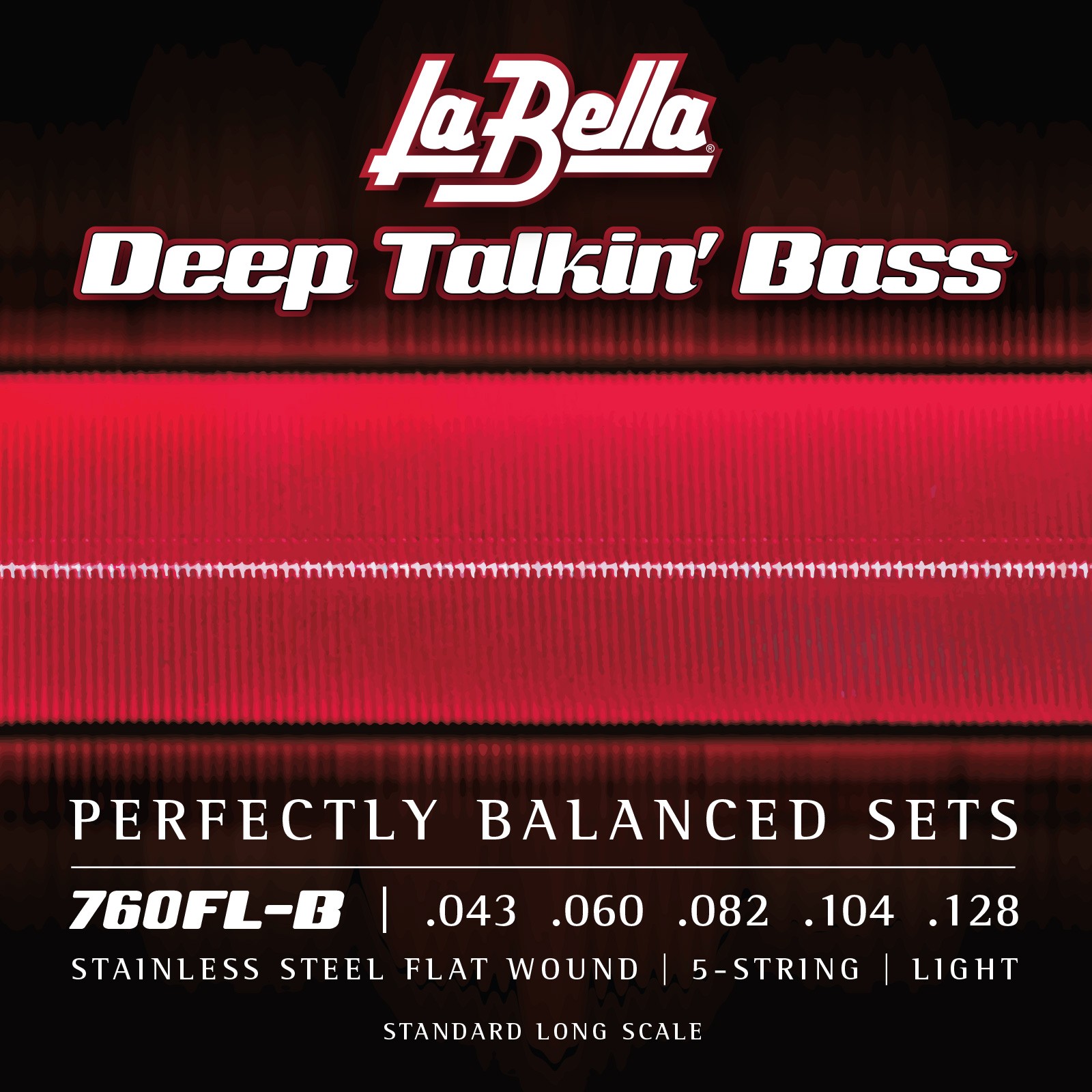 LA BELLA La Bella Stainless Steel Flat Wound | Muta di corde lisce per basso 5 corde 760FL-B Scalatura: