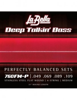 LA BELLA La Bella Stainless Steel Flat Wound | Muta di corde lisce per basso 4 corde a scala corta 760FM-P