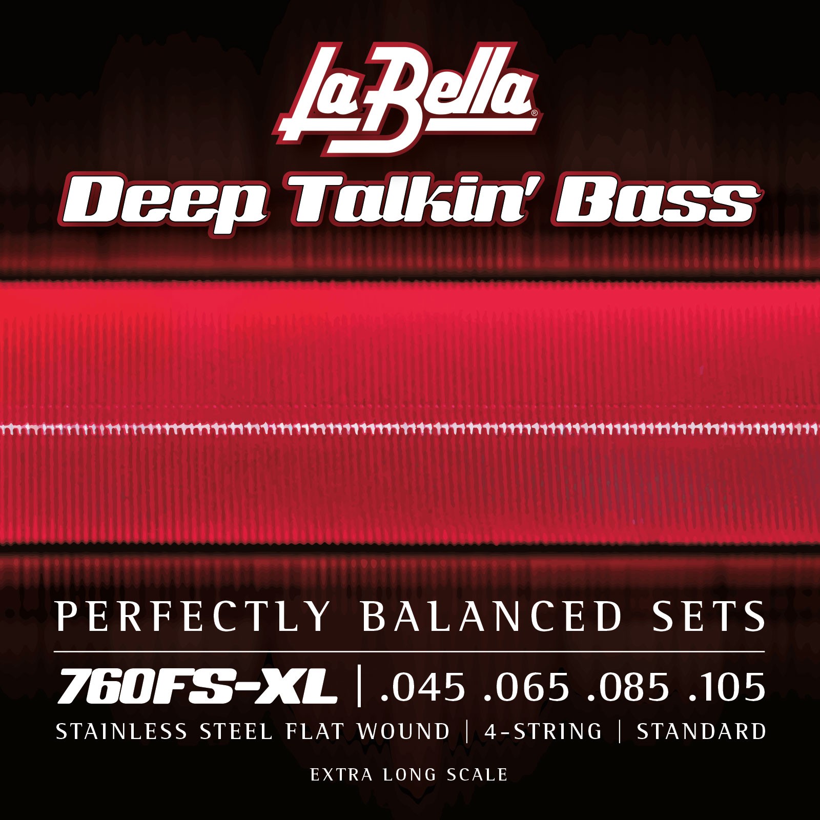LA BELLA La Bella Stainless Steel Flat Wound | Muta di corde lisce per basso 4 corde a scala extra lunga 760FS-XL