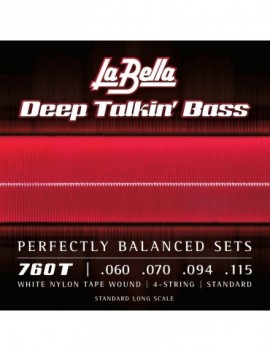 LA BELLA La Bella White Nylon Tape | Muta di corde lisce per basso 4 corde 760T Scalatura: 060-070-094-115
