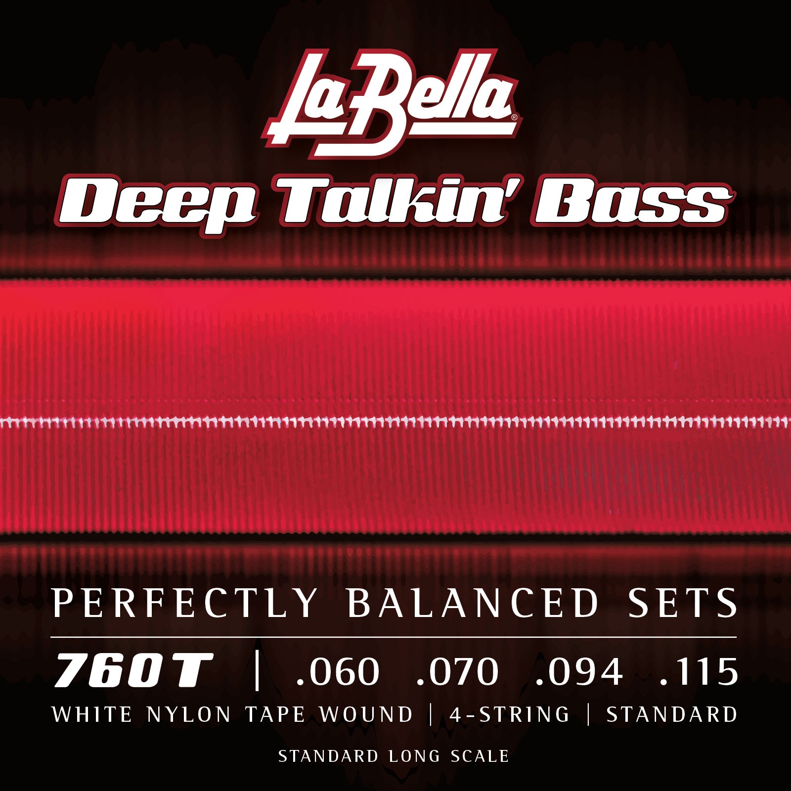 LA BELLA La Bella White Nylon Tape | Muta di corde lisce per basso 4 corde 760T Scalatura: 060-070-094-115