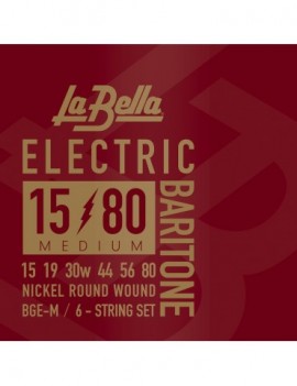 LA BELLA La Bella Baritone | Muta di corde per chitarra elettrica baritona BGE-M Scalatura: 015-019-030w-044-056-080