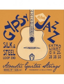 LA BELLA La Bella Gypsy Jazz | Muta di corde per chitarra Maccaferri GJXL-LE Scalatura: 010-014-020w-028-038-050