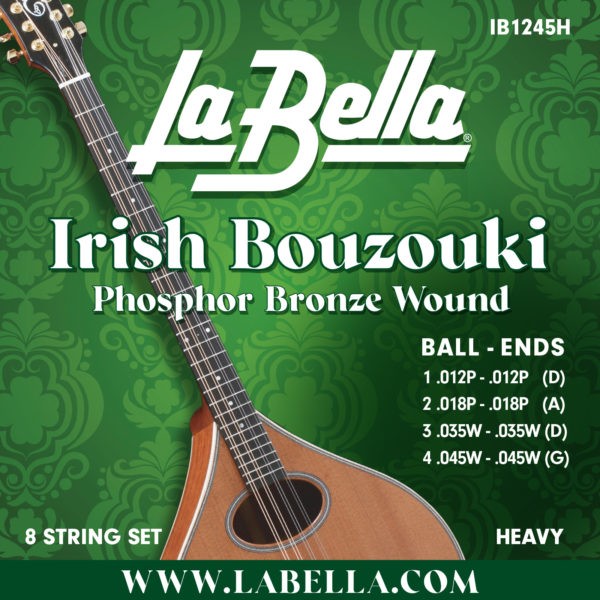 LA BELLA La Bella Irish Bouzouki | Muta di corde per irish bouzouki IB1245H Scalatura: 012p - .012p - .018p - .018p -
