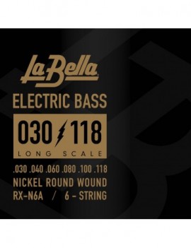 LA BELLA La Bella RX Nickel-Plated | Muta di corde per basso 6 corde RX-N6A Scalatura: 030-040-060-080-100-118