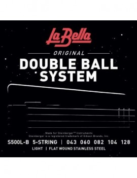 LA BELLA La Bella Double Ball System S500L-B | Muta di corde per basso 5 corde, 043-128, doppio pallino S500L-B