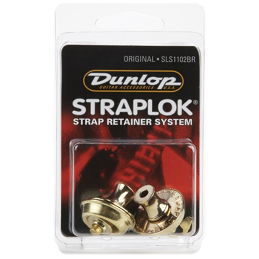 DUNLOP SLS1102BR Straplok Original Strap Retainer System, Brass