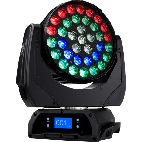 Led-Washer, 36x10W RGBW/FC LED, zoom 15-50°, ring control, 450W, 11Kg