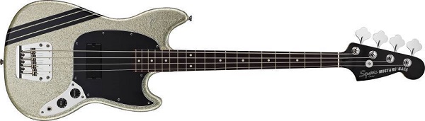 Mikey Way Mustang  Bass, Rosewood Fingerboard, Large FlakeSilver Sparkle
