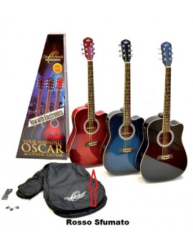 Oscar Schmidt OD45CE Rosso pack chitarra acustica elettrificata spalla mancante