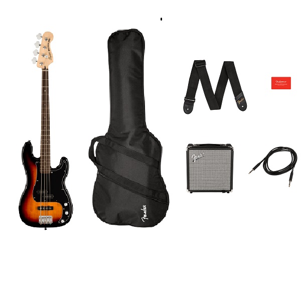 Affinity Series Precision Bass PJ Pack Laurel Fingerboard 3-Color Sunburst Bag Rumble 15